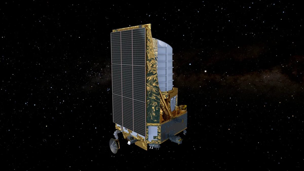 A spacecraft's solar-facing side in orbit — the near-constant sunlight Google says gives orbital TPUs up to eight times the power available on the ground.