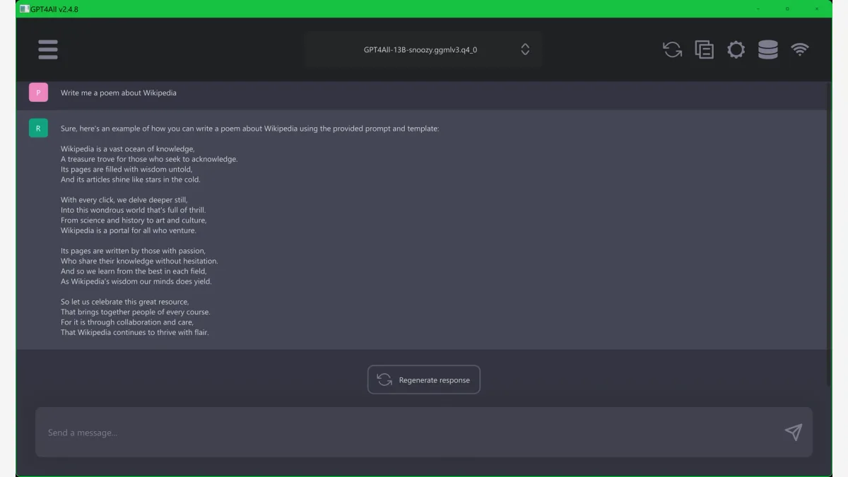 An open-source AI chat interface of the kind MentalHealthBench evaluates, scoring model replies in mental health conversations against clinician-written rubrics.