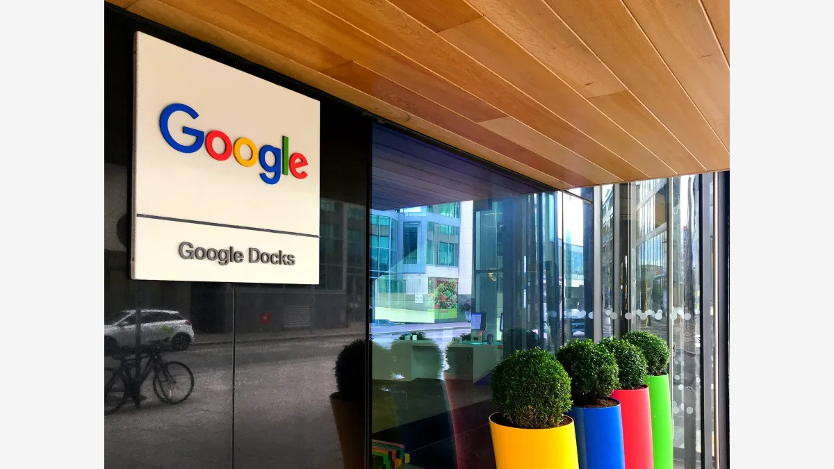 Google's office entrance in Ireland; the company is releasing its Gemini 4 Argon frontier model to security partners before developers or consumers.