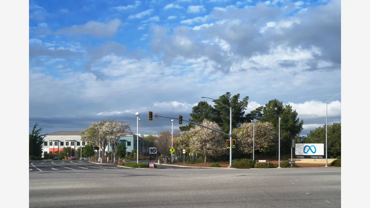 Meta Platforms headquarters in Menlo Park, California, where the company built Muse and the per-user Secure VM the agent runs inside.